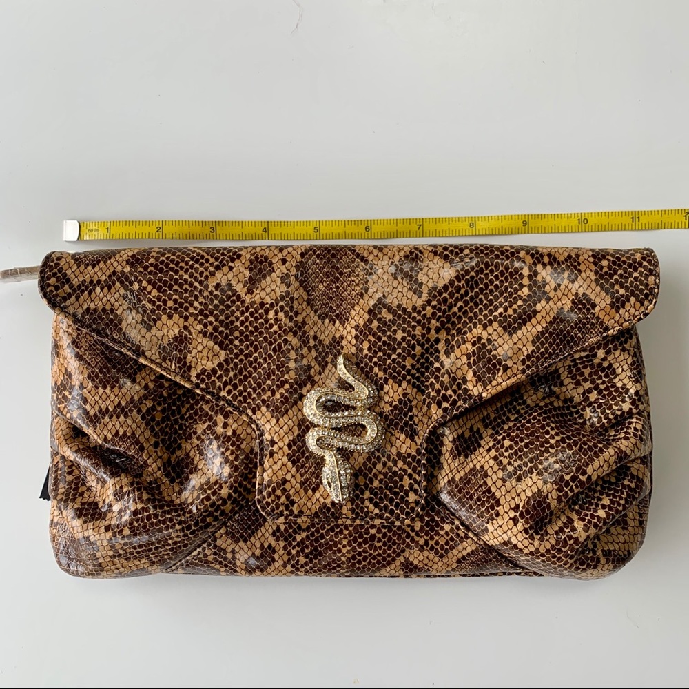 Kenneth Jay Lane cobra leather clutch